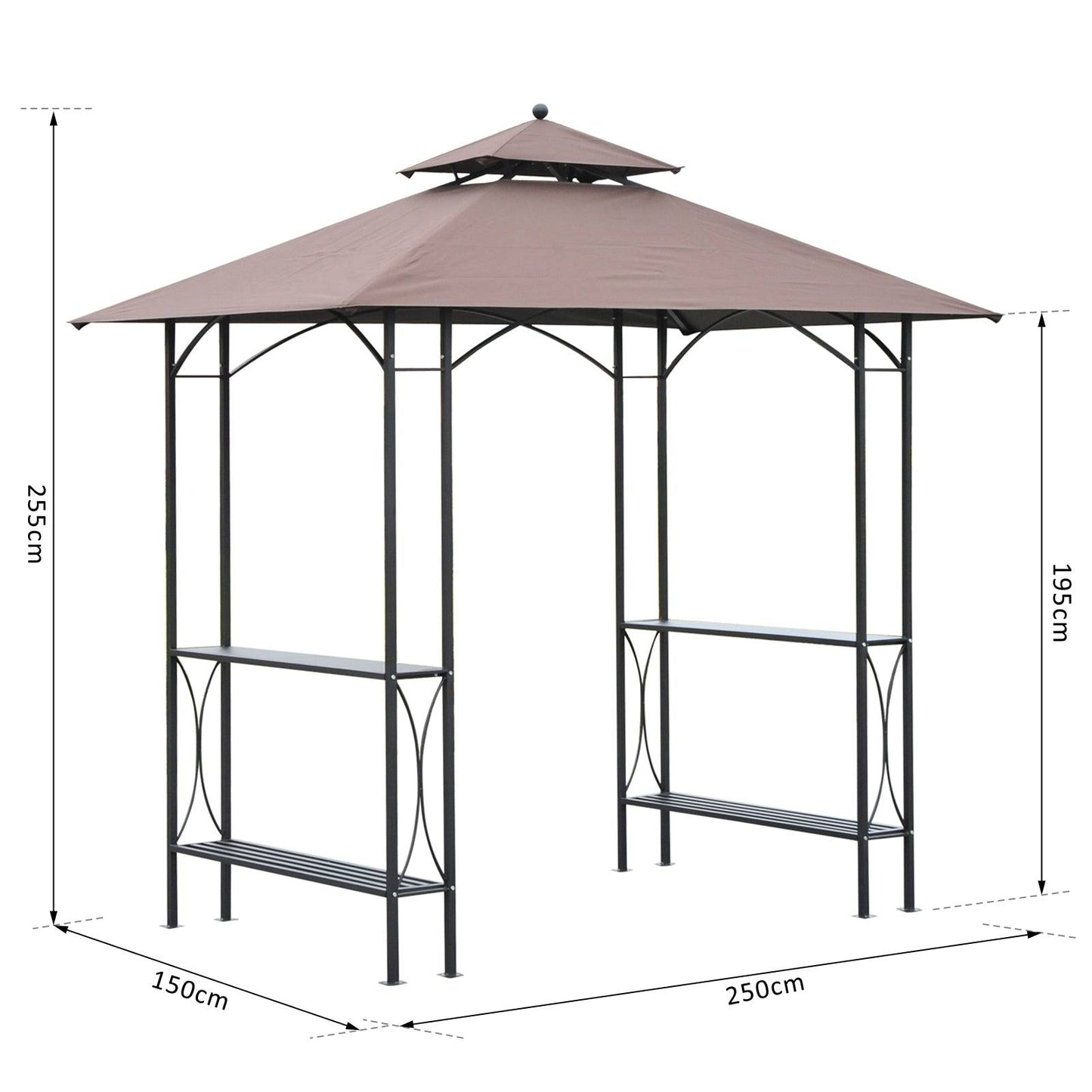 2.5 x 1.5m BBQ Tent Canopy Patio Outdoor Awning Gazebo Party Sun Shelter - Coffee