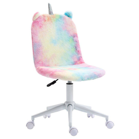 Vinsetto Fluffy Unicorn Office Chair with Mid-Back and Swivel Wheel
