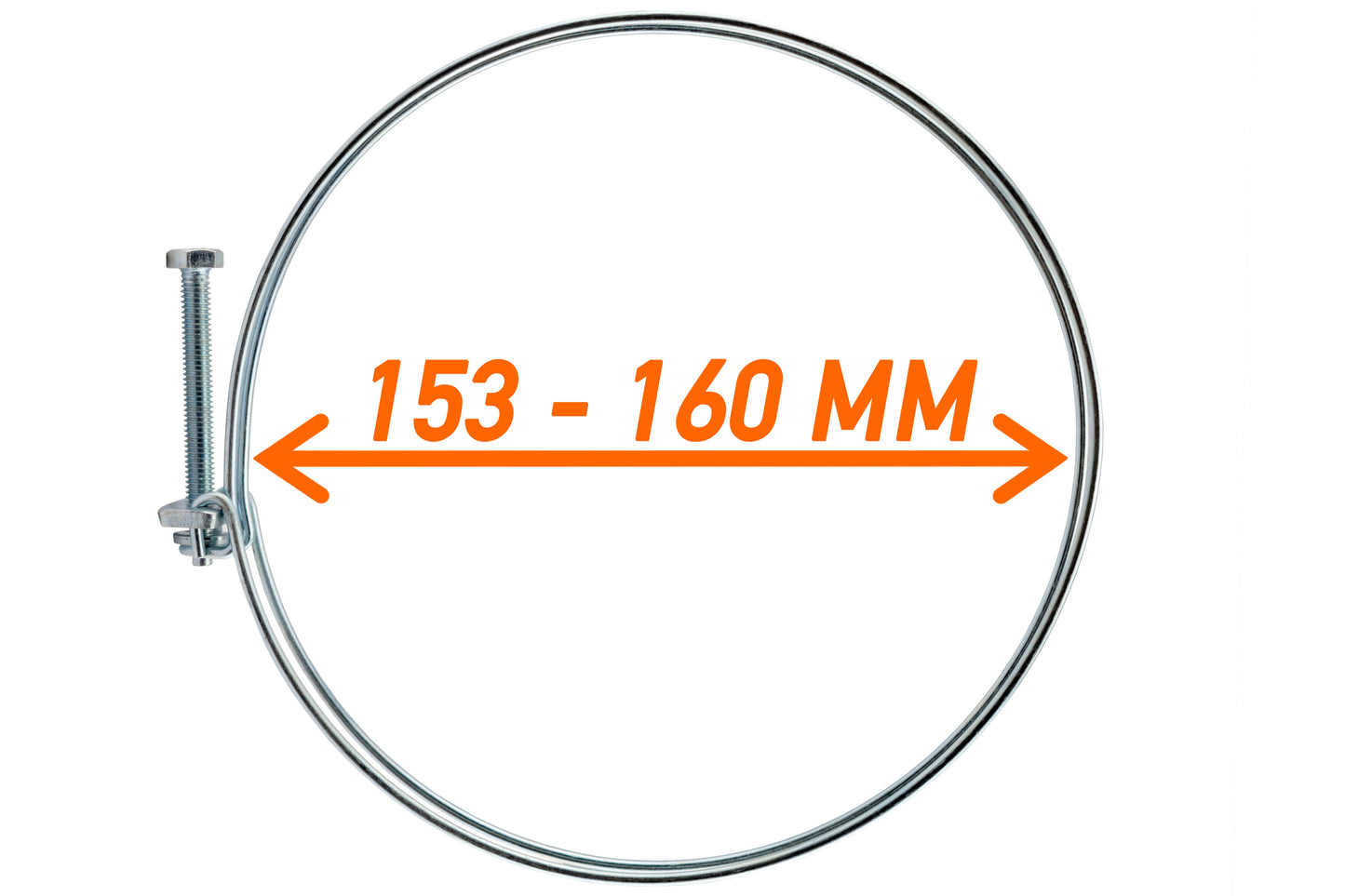 Double Wire Hose Clamp Galvanised 153mm-160mm