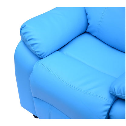 Kids Children Recliner Lounger Armchair Games Chair Sofa Seat PU Leather Look w/ Storage Space on Arms Blue