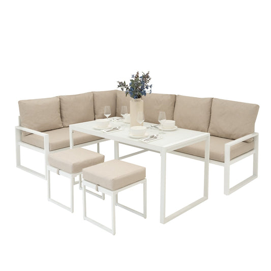 Aluminium Corner Sofa Set - White