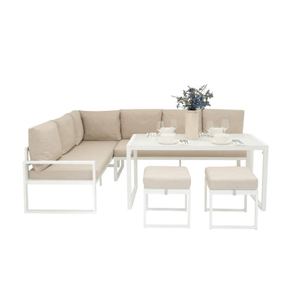 Aluminium Corner Sofa Set - White