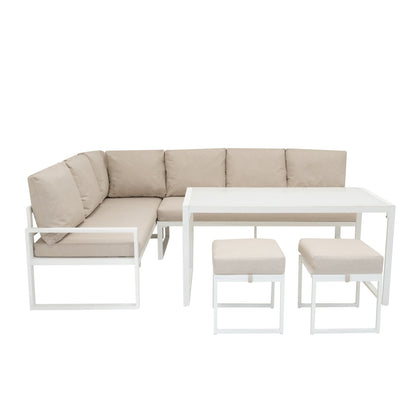 Aluminium Corner Sofa Set - White