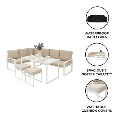 Aluminium Corner Sofa Set - White