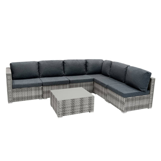 Rattan Modular 7 Piece Furniture Set - Grey