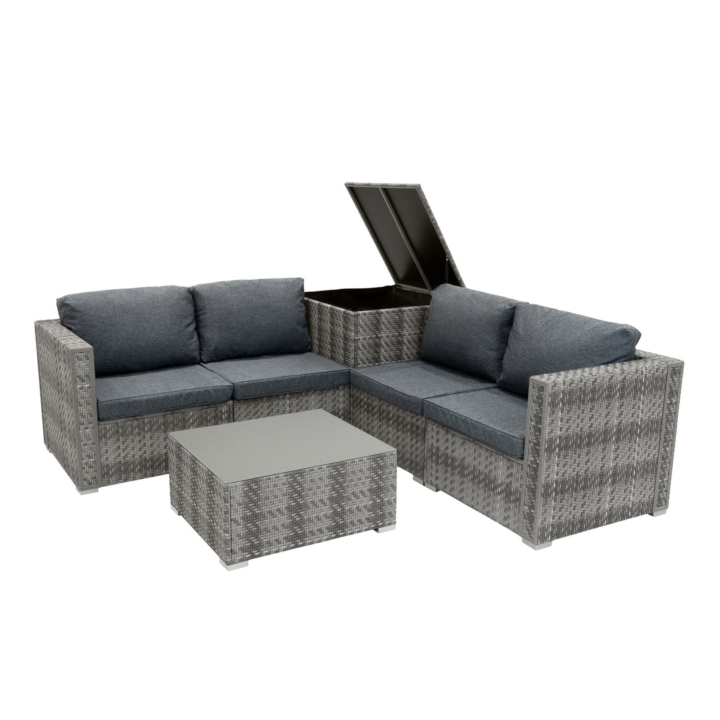 Rattan Modular 6 Piece Furniture Set Grey