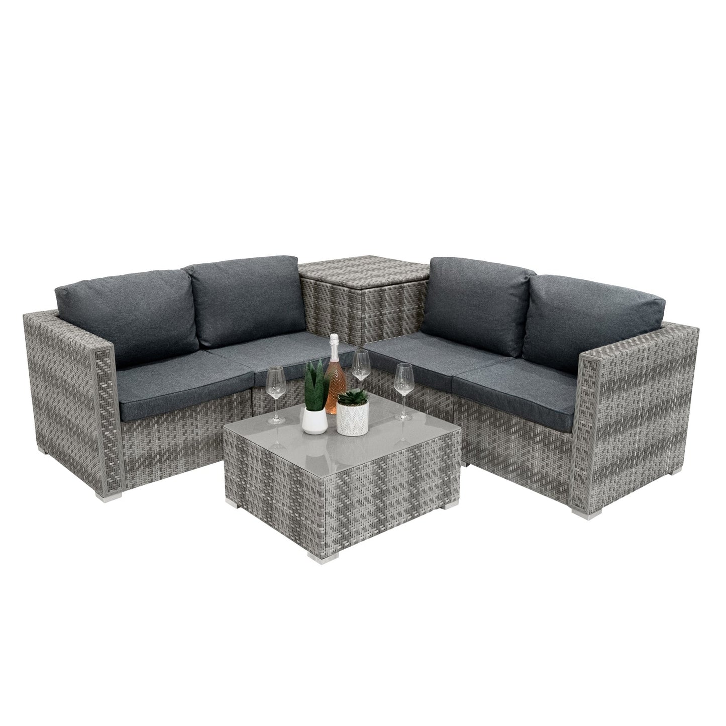 Rattan Modular 6 Piece Furniture Set Grey