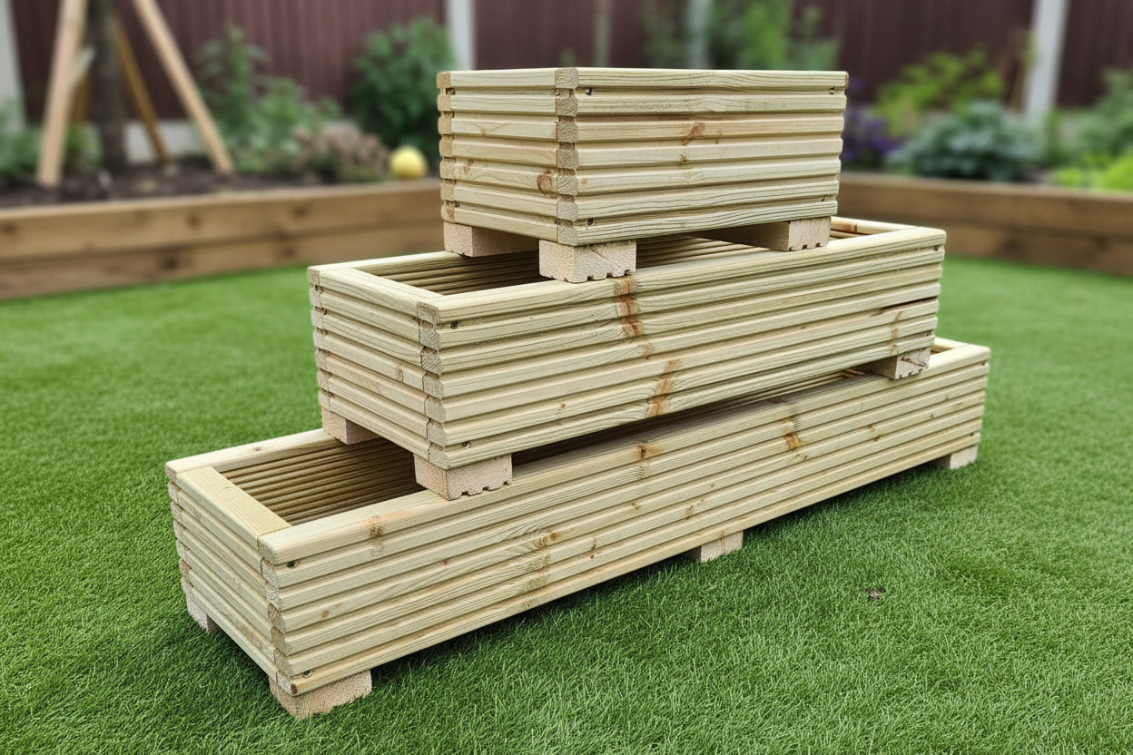 22cm Wide Wooden Decking Planters