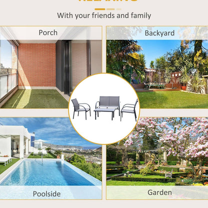 4-Piece Curved Steel Outdoor Furniture Set w/ Loveseat