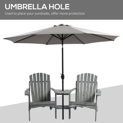 Outsunny Wooden Outdoor Double Adirondack Chairs Loveseat W/ Centre Table And Umbrella Hole