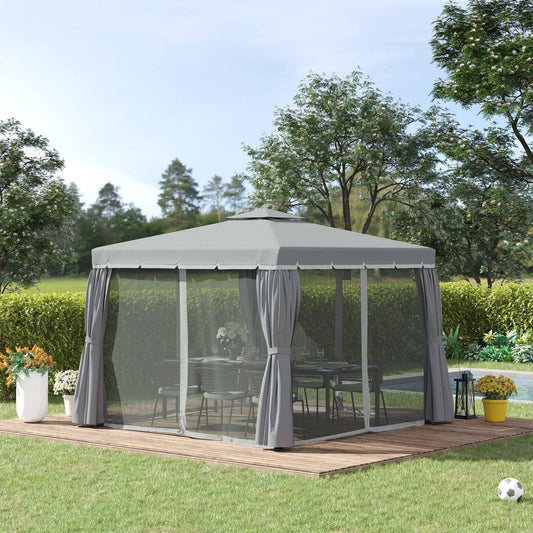 3 x 3M Patio Gazebo Canopy Garden Pavilion Tent Shelter Marquee with 2 Tier Water Repellent Roof
