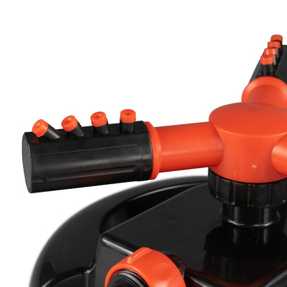Cost Wise 3-Arm Adjustable Rotating Lawn Sprinkler Black Orange