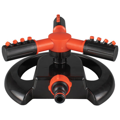 Cost Wise 3-Arm Adjustable Rotating Lawn Sprinkler Black Orange