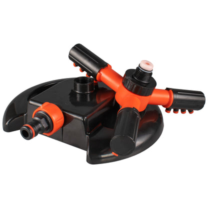 Cost Wise 3-Arm Adjustable Rotating Lawn Sprinkler Black Orange