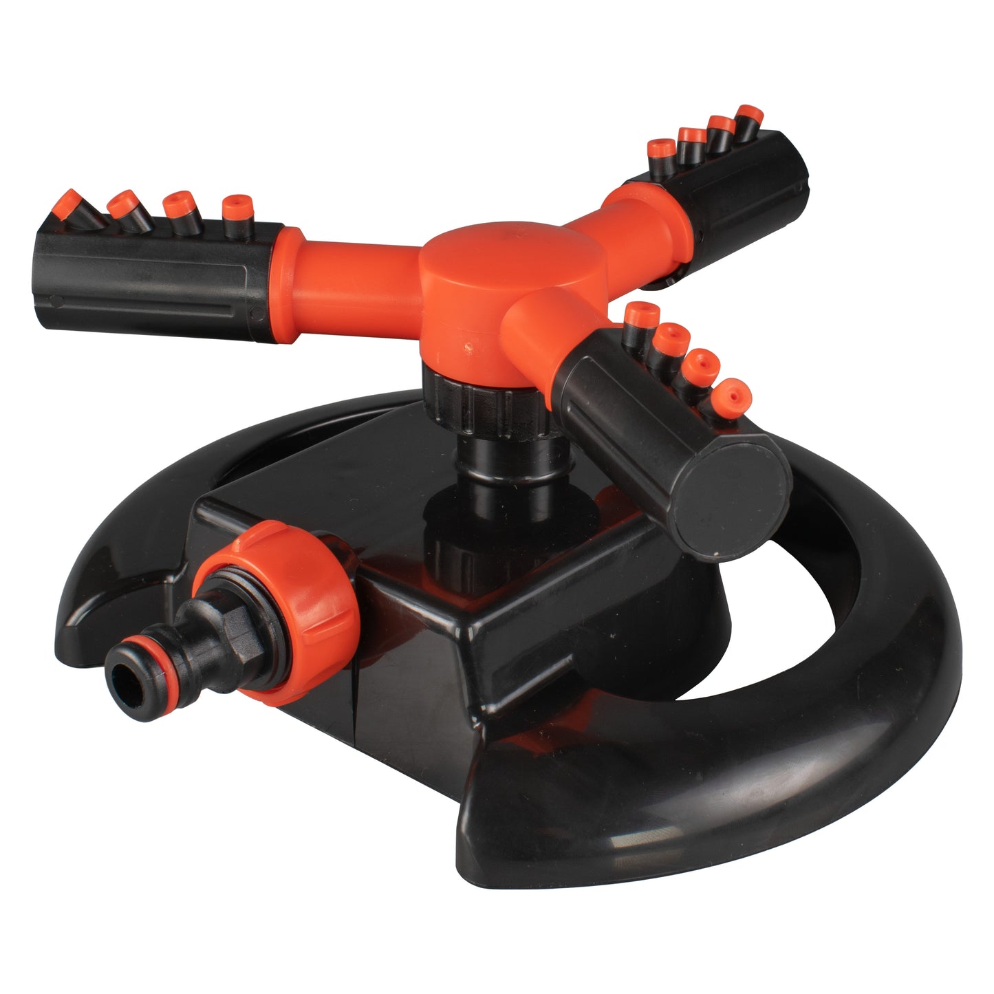 Cost Wise 3-Arm Adjustable Rotating Lawn Sprinkler Black Orange