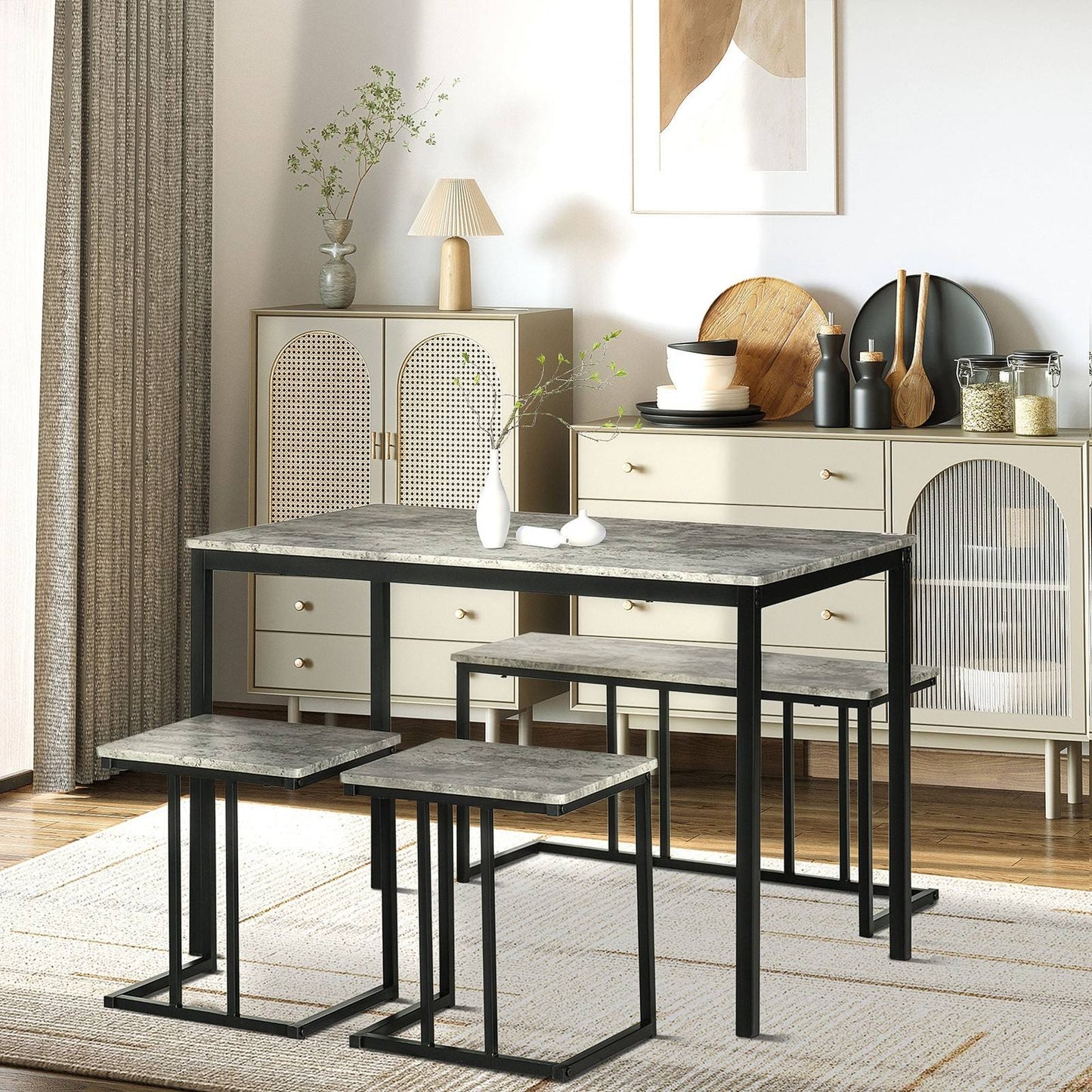 Homcom Dining Table And Chairs Set For 4 People