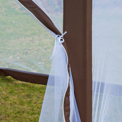 Hexagonal Garden Gazebo 3.4M Patio Party Outdoor Canopy Tent Sun Shelter with Mosquito Netting and Zipped Door