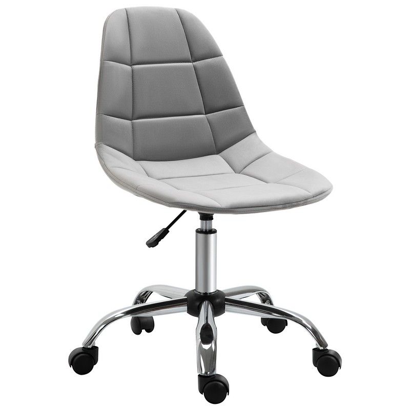 Ergonomic Office Chair Velvet Computer Home Study Chair Armless With Wheels Grey