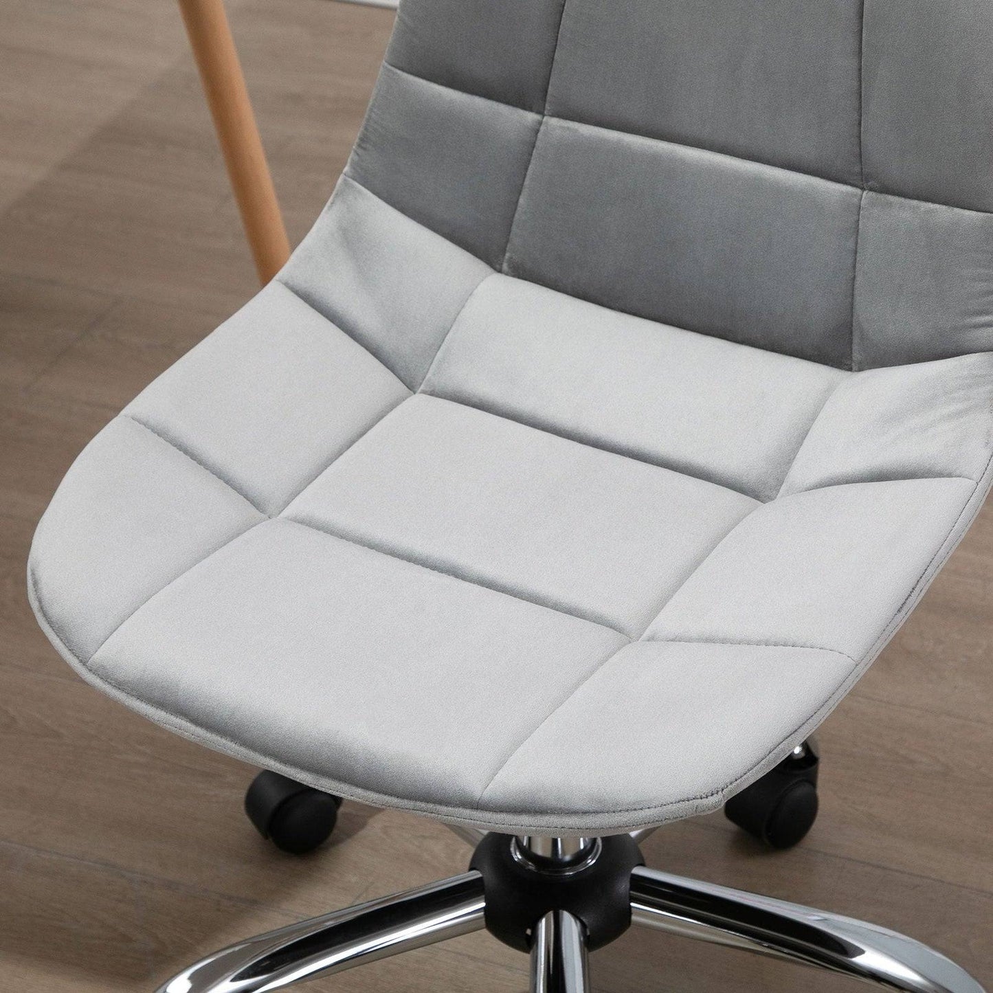 Ergonomic Office Chair Velvet Computer Home Study Chair Armless With Wheels Grey