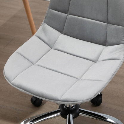 Ergonomic Office Chair Velvet Computer Home Study Chair Armless With Wheels Grey
