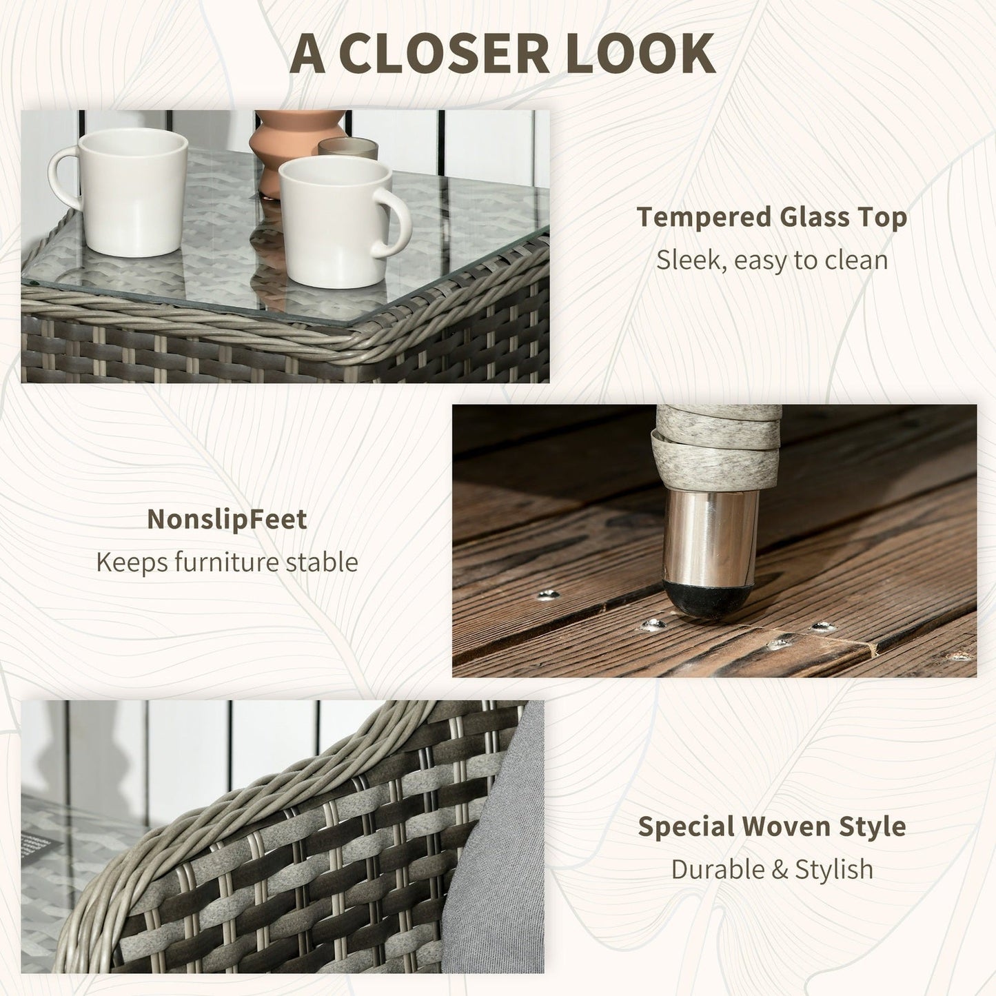 Modern 3-Piece Rattan Bistro Set