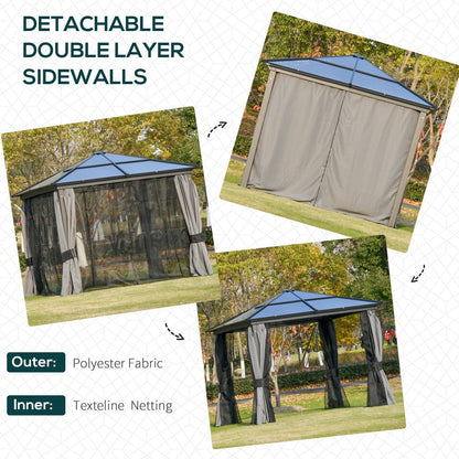 3 x 3M Hardtop Gazebo with UV Resistant Polycarbonate Roof & Aluminium Frame