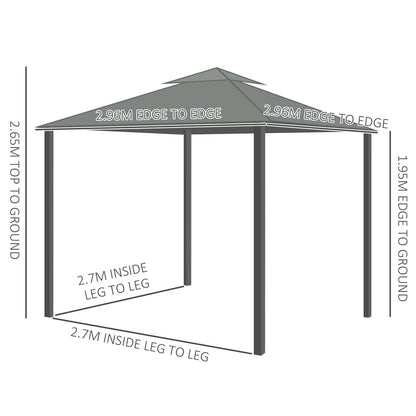 3 x 3M Patio Gazebo Canopy Garden Pavilion Tent Shelter Marquee with 2 Tier Water Repellent Roof