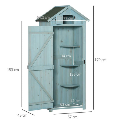 Rustica 179cm Single Door Apex Garden Store Fir Wood Blue by Steadfast