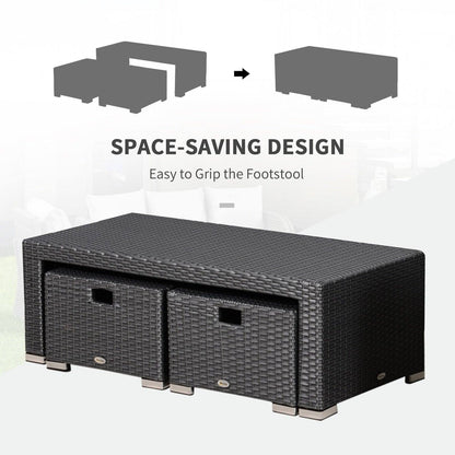 Rattan Garden Furniture 7 Seater Sofa & Coffee Table Footstool Set Outdoor Patio Wicker Weave Reclining Chair Space-saving - Light Grey