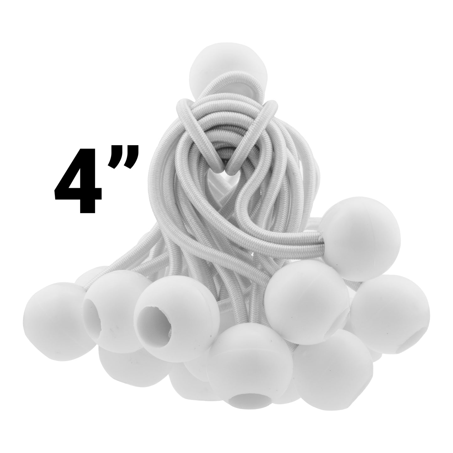 White M-Grade Tarpaulin with 20 x 4" Bungee Balls (White)