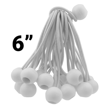 White M-Grade Tarpaulin with 20 x 6" Bungee Balls (White)