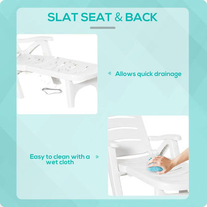 Outdoor Folding Sun Lounger Recliner on Wheels w/ 5-Position Backrest