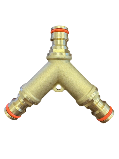 3 Way Male Snap-On Connector Brass + Valves