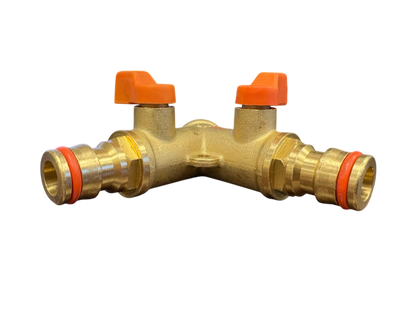 3 Way Male Snap-On Connector Brass + Valves