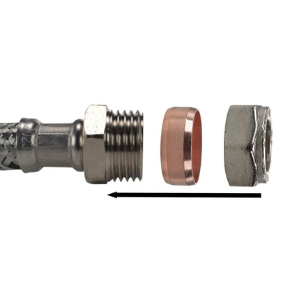 Polished Brass 13mm Barb Tap FULL Connection Kit x2