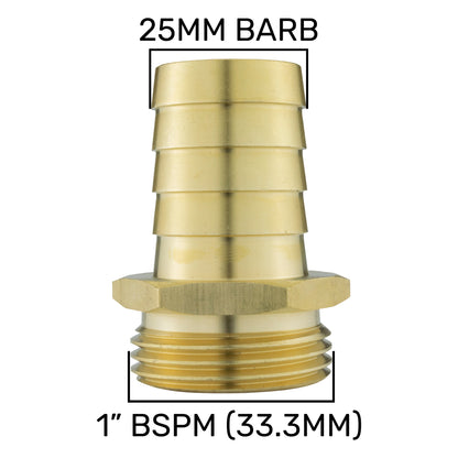 Water Butt Kit 1” BSP with Lever Valve and 25mm Brass Barb
