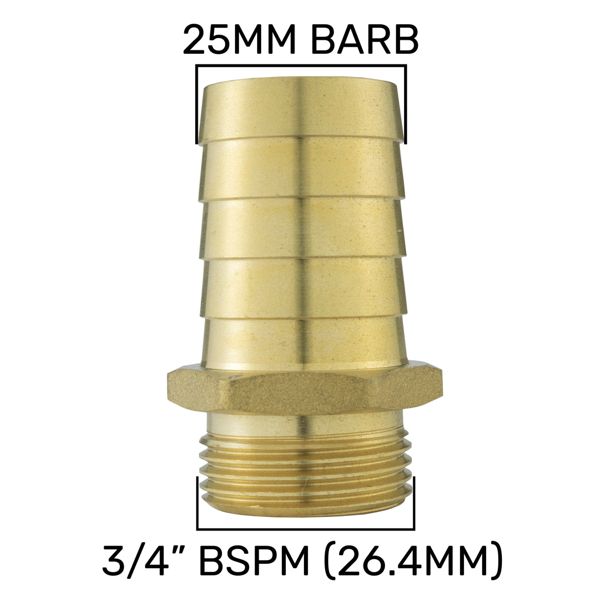 In-Line BSPF Valve with 2 x 25mm Brass Barb Connectors
