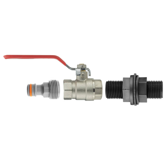 Water Butt Kit 3/4” with BSPF Lever Valve and Male Quick Connector