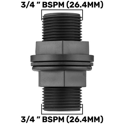 Water Butt Connector 3/4" BSP with BSPF-Quick Connect Valve & Hose Connector 3/4" BSPM