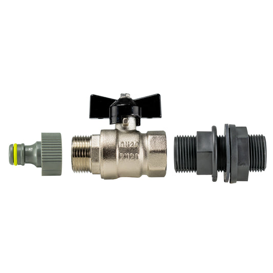 Water Butt Kit 3/4” BSP with Metal Bib Valve and Quick Connect Outlet