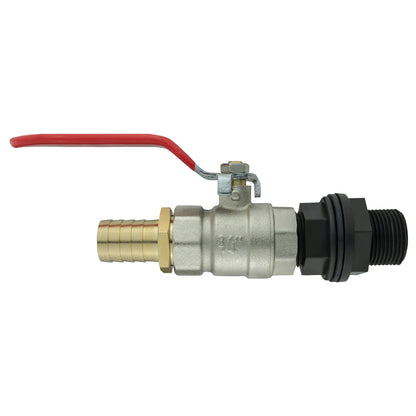 Water Butt Kit 3/4” BSP with Lever Valve and 25mm Brass Barb
