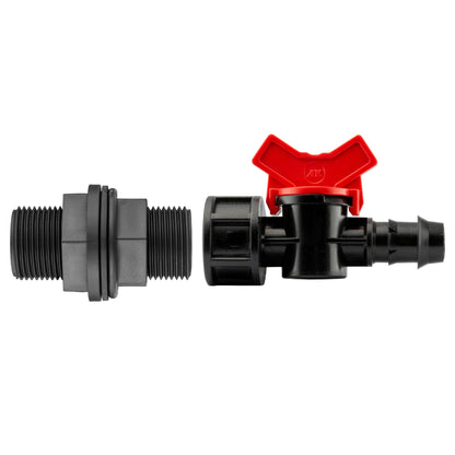 ¾” BSP Water Butt Fitting with 16mm Barb Irrigation Valve