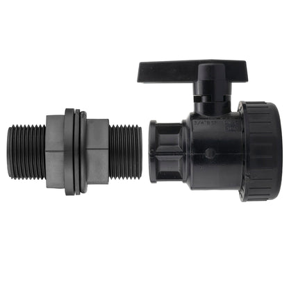 ¾” BSP Water Butt Fitting with ¾” BSPF Full Flow PP Valve