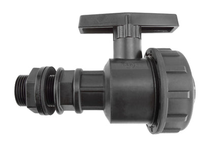 ¾” BSP Water Butt Fitting with ¾” BSPF Full Flow PP Valve