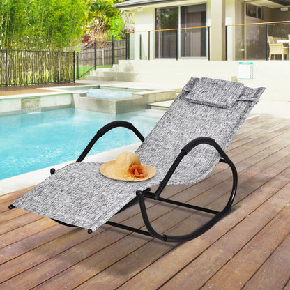 Outsunny Steel Frame Zero Gravity Rocking Lounge Chair With Pillow Grey