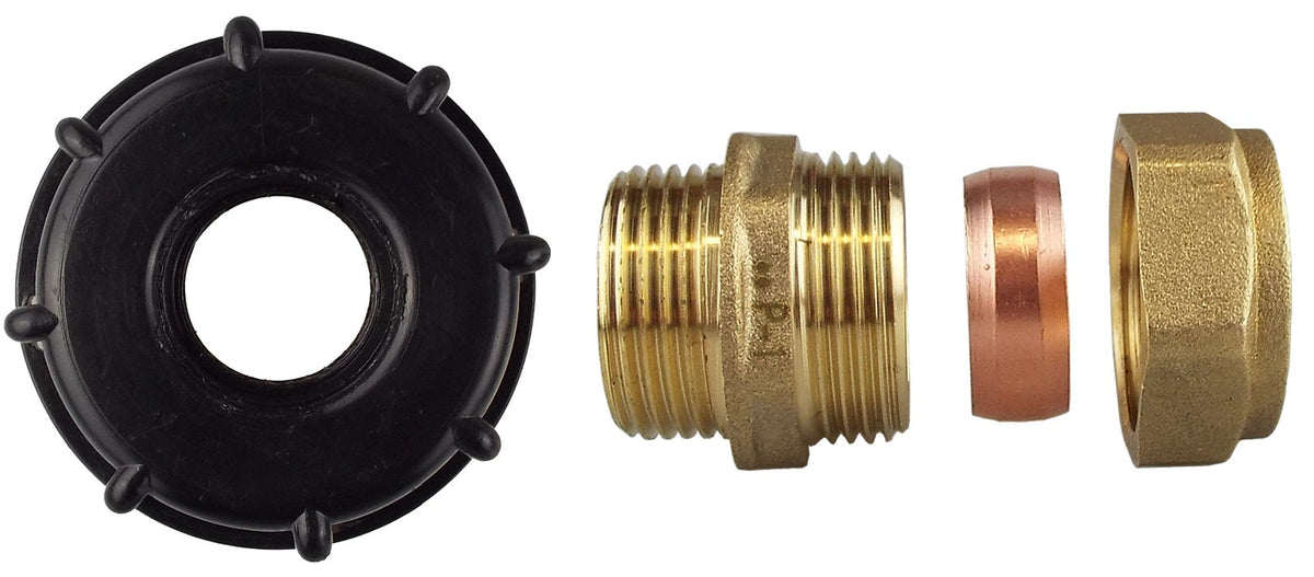 IBC 2” S60X6 Cap with Brass Compression Straight 1” BSP – 28mm