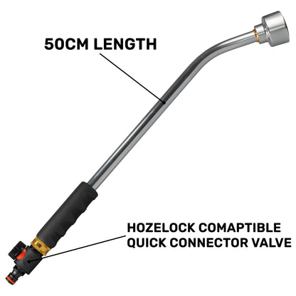 50cm Garden Watering Lance with Quick Connect Valve (Black)