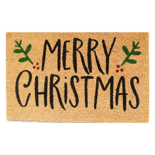 Doormat 60cm x 40cm -  'Merry Christmas' (Holly)