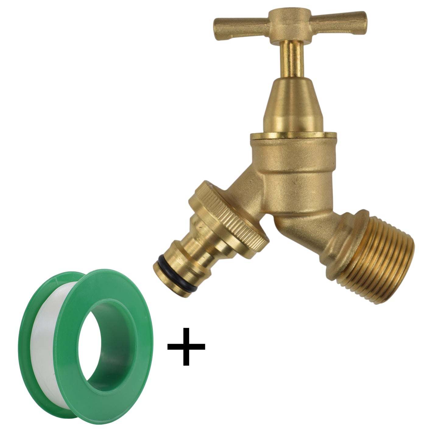 Brass Bib Tap Kit with Barb/Quick Connect Outlet, 1/2" and 3/4" BSP Thread Inlet