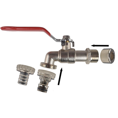Lever Tap Kit with Barb/Quick Connect Outlet, 1/2" and 3/4" BSP Thread Inlet